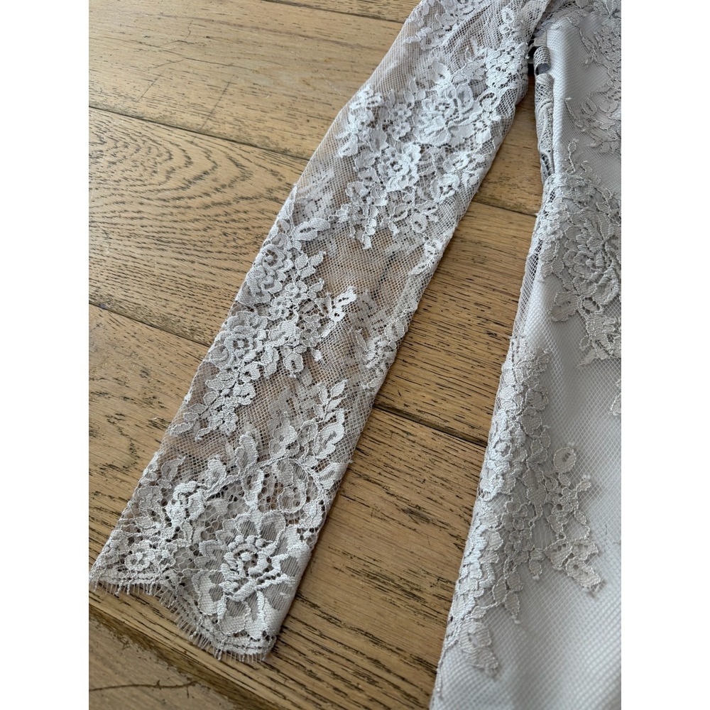 SAYLOR Leondra Nude Lace Mini Dress Long Sleeve Scalloped Hem Small NWT (513) - Picture 4 of 13